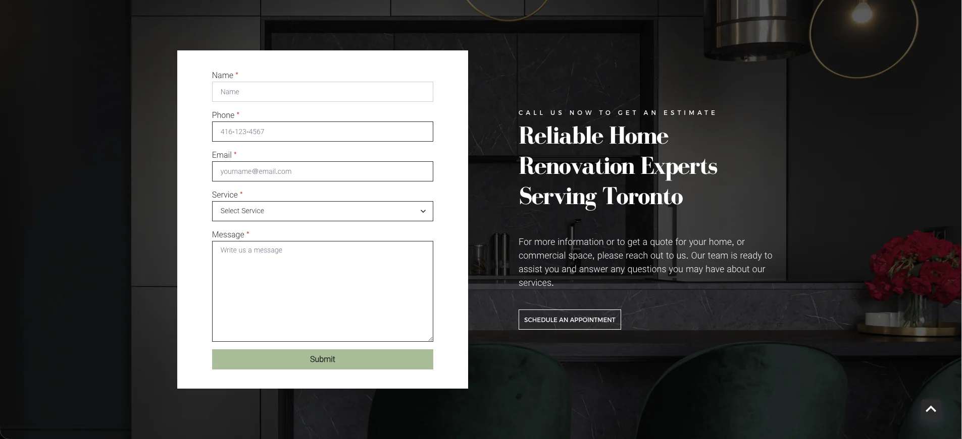 TAM Redesign contact page